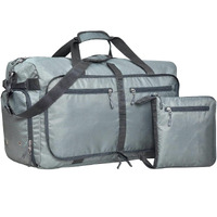 FATMUG Men s and Women s Polyester Foldable Duffel Luggage Bag (Grey, 60 L)