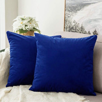 Khooti Velvet Cushion Cover, 24x24 (Royal Blue)(Pack of 5)