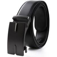 Contacts Genuine Leather Belt for Men with Easier Adjustable Autolock Buckle - Micro Adjustable Belt Fit Everywhere |Formal & Casual | Elegant Gift Box - (03-Black-Waist Size Fit From 28  to 42 )