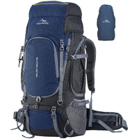 TRAWOC VALOR MAX 75 Ltr Travel Backpack Camping Hiking Trekking Bag Rucksack for Men & Women with Rain Cover/Shoe Compartment, Navy Blue, 3 Year Warranty