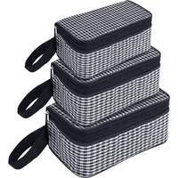 SNDIA Polyester Set of 3 Difference Size Multipurpose Travel Pouch Toiletry Shaving Cosmetic Makeup Kit Zipper Stationary Case Pen/Pencil/Cosmetics Pouch - Grey