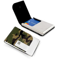 OFIXO Credit Card Holder Protector Stainless Steel Credit Card Wallet Slim Metal Credit Card Case for Women or Men (Military)