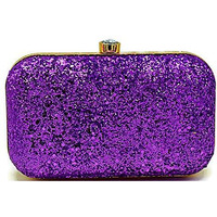 TOOBA Handicraft Hand Embroidered Box Clutch Bag Purse for Bridal, Casual, Wedding Bag for Women & Girls. Purple