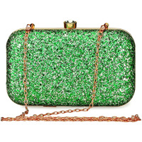 TOOBA Handcrafted Beautiful Bling Box Clutch Bag for Women & Girls Green