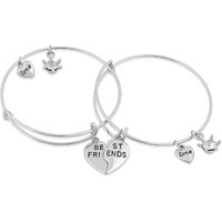 Mahi Rhodium Plated Funky Best Friends Love Alloy Bracelets for Girls and Women (BRCO1100414R)