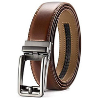 Contacts Genuine Leather Belt for Men with Easier Adjustable Autolock Buckle - Micro Adjustable Belt Fit Everywhere |Formal & Casual | Elegant Gift Box (15-Tan-Waist Size Fit from 28  to 42 )