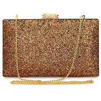 TOOBA Women Handicraft Beautiful Box Clutch Bag Purse for Bridal, Casual, Wedding (Copper Glitter)
