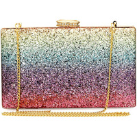 TOOBA Women Handicraft Beautiful Latest Box Clutch Bag Purse for Bridal, Casual, Wedding (Diamond Gold). (Multi Glitter)