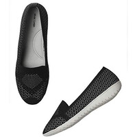 Marc Loire Women s Black Athleisure Knitted Active Wear Slip-On Ballet Loafer Shoes for Daily Walking