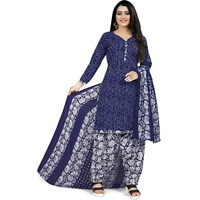 Rajnandini Women s Blue Cotton Printed Unstitched Salwar Suit Material (1058)