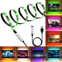 PESCA 5V 5050 Rgb Led Flexible Strip Light Multi-Color Changing Lighting K-It,Tv Background Lighting With Mini Controller (For 32-40  Tv S,Plastic,Usb),2 meters