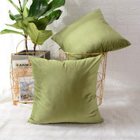 Khooti Velvet Cushion Cover, 14x14 Inch (Olive)(Pack of 3)
