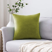 Khooti Velvet Cushion Cover, 14x14 Inch (Olive)(Pack of 1)