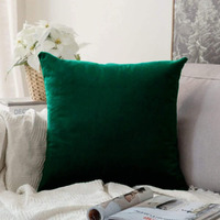 Khooti Velvet Cushion Cover, 10x10 Inch (Army Green)(Pack of 1)