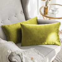 Khooti Rectangular Velvet Cushion Cover, 12x18 (Olive)(Pack of 5)