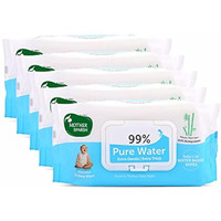 Mother Sparsh 99% Pure Water (Unscented) Baby Wipes I Natural Plant Made Cloth - Super Thick I 72 pcs/Pack - Pack of 5
