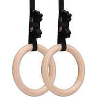 Wearslim - Professional Birch Wood Gymnastics Rings 1000 lbs Weight, 14.5ft Adjustable Buckle Straps | for Cross Fitness Functional Training | 1 Year Warranty | Home Workout Equipment for Men & Women