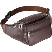 K London Leather Brown Men Women Waist Bag Fanny Bag Travel Pouch Passport Holder (1446_Brown)