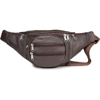 K London Real Leather Brown Waist Bag Fanny Bag Travel Pouch Passport Holder (246_BRN)