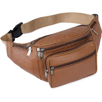 K London Leather Tan Men Women Waist Bag Fanny Bag Travel Pouch Passport Holder (1446_Tan)