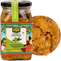 THE LITTLE FARM CO Amla Pickle - Awla ka Achar | Less Oil Mustard Base Homemade Gooseberry Pickles with masala | No Added Preservatives, No Artificial Flavours | Traditional Recipe, 400g