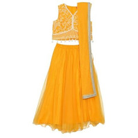 BIBA Girls SOLID STRAIGHT KID(KWWHITE BLOOMS5966_YELLOW_7)