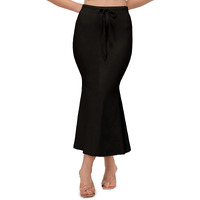 Bureaucrat Saree Shapewear Petticoat for Women Cotton Blended Lycra Shaper Peticoat with Elastic & Lace (naada) Long Under Skirt Shape wear Dress Satin Sari Beige Fishcut Wrinkle Free (XL, Black)