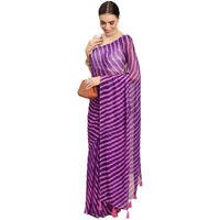 RANI SAAHIBA Womens Chiffon Lehriya Printed Saree Without Blouse (SSKR3650_Purple)