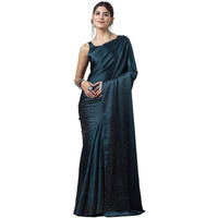 Satrani Womens Silk Blend Saree (3111S413N_Teal Blue)