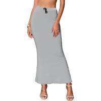 Sugathari Traditional Light Grey Micro Fiber Solid Saree Shapewear for Women (SW FISHCUT Light Grey L)