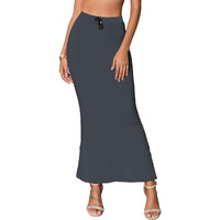 Sugathari Traditional Grey Micro Fiber Solid Saree Shapewear for Women (SW FISHCUT Grey L)