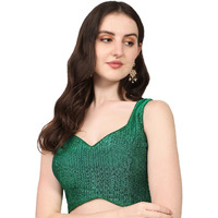 SumairaTex Womens Silk Blend Sleeveless Regular Fit Sequin-3 Blouse Green 38