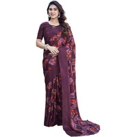 Yashika Womens Elegant Chiffon Saree Set with Matching Blouse - Unveiling Timeless Style and Grace in Every Draped Detail! Perfect for Special Occasions (AZ-YS-P1-SHALINI PURPLE)