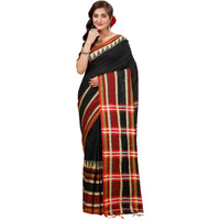 Laxmi Handloom Womens Traditional Bengal Handloom Begampuri Cotton Saree (Black 2)