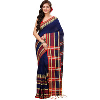 Laxmi Handloom Womens Traditional Bengal Handloom Begampuri Cotton Saree (Blue 2)