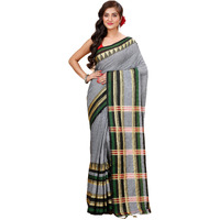 Laxmi Handloom Womens Traditional Bengal Handloom Begampuri Cotton Saree (Grey Green)