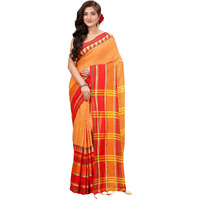 Laxmi Handloom Womens Traditional Bengal Handloom Begampuri Cotton Saree (Rust)