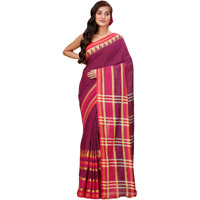 Laxmi Handloom Womens Traditional Bengal Handloom Begampuri Cotton Saree (Magenta)