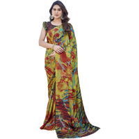 Yashika Womens Elegant Chiffon Saree Ensemble with Blouse Fabric - Embrace Trendy Style in this Exquisite Ethnic Attire (AZ-YS-P1-AASMA RED)