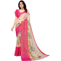 Winza Designer PS Brasso 108 Pink_W Plain Chiffon sarees for women