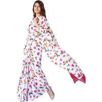 JALTHER Handicrafts Womens Ikat Hand Block Print Jaipuri Cotton Mulmul Saree with Blouse Piece - Pink_White