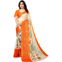 Winza Designer PS Brasso 108 Orange_W Plain Chiffon sarees for women