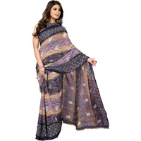 Yashika Womens Trendy Printed Georgette Navy Color Saree with Blouse Material(AZ-YS-P1-MANARA NAVY)