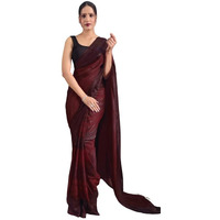 Satrani Womens Georgette Printed & Ready To Wear Saree with Unstitched Blouse Piece (3374S366NA_Maroon &Brown3)