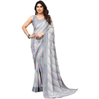 Satrani Womens Printed Georgette Saree (3185S2280N_Light Grey & Multi3)
