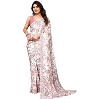 Satrani Womens Pure Georgette Saree (3181S2246N_White Pink & Light Brown)