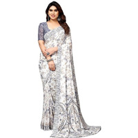 SIRIL Womens Floral Printed Georgette Saree with Unstitched Blouse Piece (3181S2247_Grey)