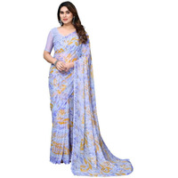 Satrani Womens Pure Chiffon Saree (3211S892N_Light Blue3)