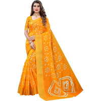 Satrani Womens Woven Cotton Blend Saree (1985ST482_Turmeric Yellow)