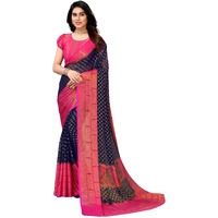 Winza Designer PS Brasso Padma Navy_W Plain Chiffon sarees for women
